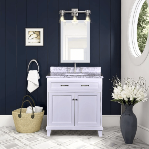 Dreamwerks 30" W x 22.4" D x 35" H White Vanity With Solid Wood & Carrara Marble Top - Image 7