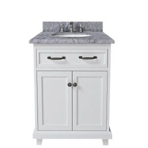 Dreamwerks 24" W x 22.5" D x 35" H White Vanity With Solid Wood & Carrara Marble Top -513