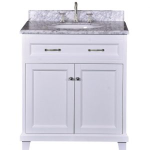 Dreamwerks 30" W x 22.4" D x 35" H White Vanity With Solid Wood & Carrara Marble Top -516