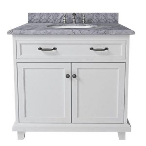 Dreamwerks 36" W x 22.4" D x 35" H White Vanity With Solid Wood & Carrara Marble Top -520