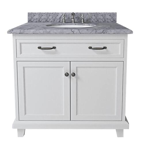 Dreamwerks 36" W x 22.4" D x 35" H White Vanity With Solid Wood & Carrara Marble Top -520