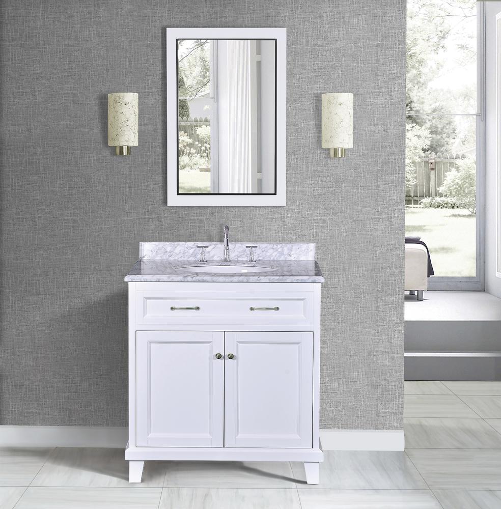 Dreamwerks 36" W x 22.4" D x 35" H White Vanity With Solid Wood & Carrara Marble Top -0