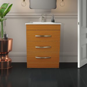 Dreamwerks 24" W x 18" D x 33" H Geneva Vanity In Light Walnut With Ceramic Top-0