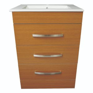 Dreamwerks 24" W x 18" D x 33" H Geneva Vanity In Light Walnut With Ceramic Top-545