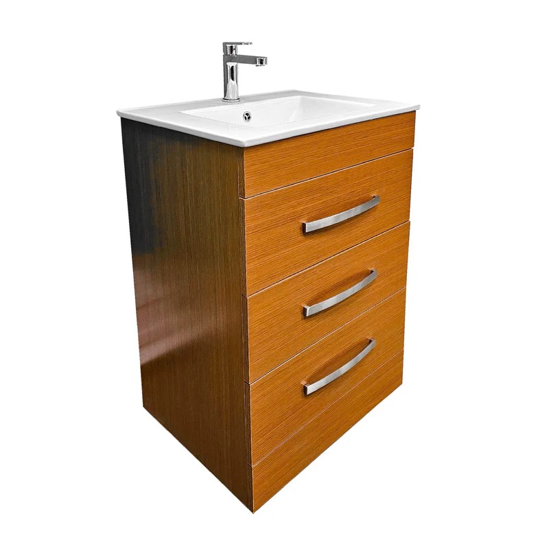 Dreamwerks 24" W x 18" D x 33" H Geneva Vanity In Light Walnut With Ceramic Top - Image 7