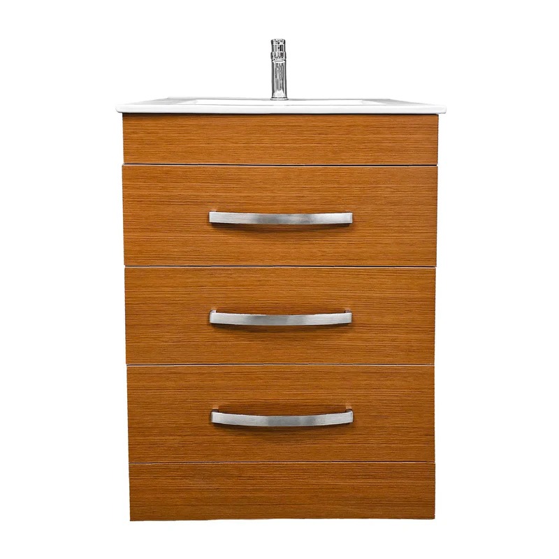 Dreamwerks 24" W x 18" D x 33" H Geneva Vanity In Light Walnut With Ceramic Top - Image 9