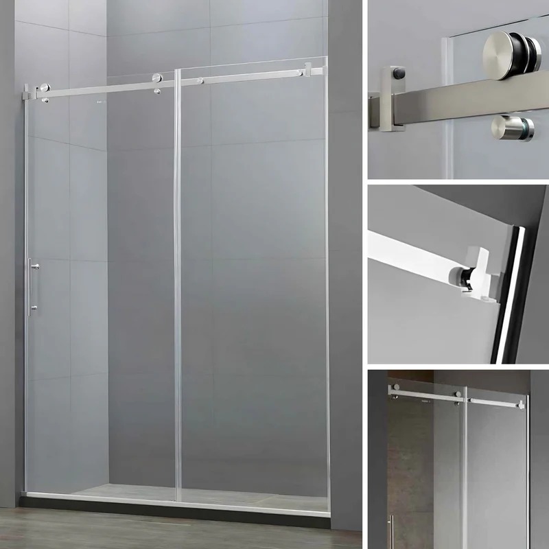 60 in. x 79 in. Bypass Semi-Frameless Corner Shower Door with Clear Glass - Image 8