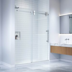 Dreamwerks 60 in. W x 79 in. H Sliding Frameless Shower Door in Stainless Steel with Clear Glass - Image 8