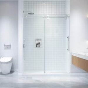 Dreamwerks 60 in. W x 79 in. H Sliding Frameless Shower Door in Stainless Steel with Clear Glass - Image 5
