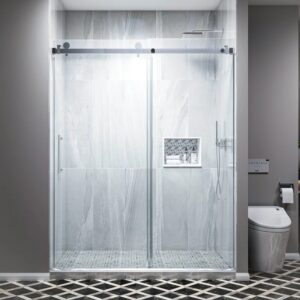 60 in. x 79 in. Bypass Semi-Frameless Corner Shower Door with Clear Glass - Image 2