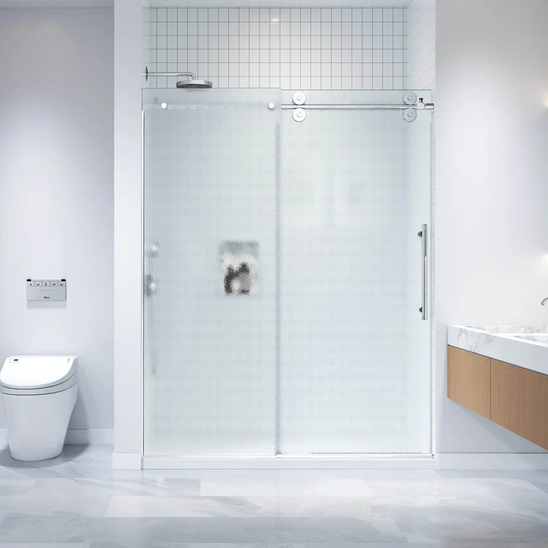 Dreamwerks 60 in. x 79 in. Frameless Stainless Steel Sliding Shower Door in Chrome with Clear Glass - Image 8