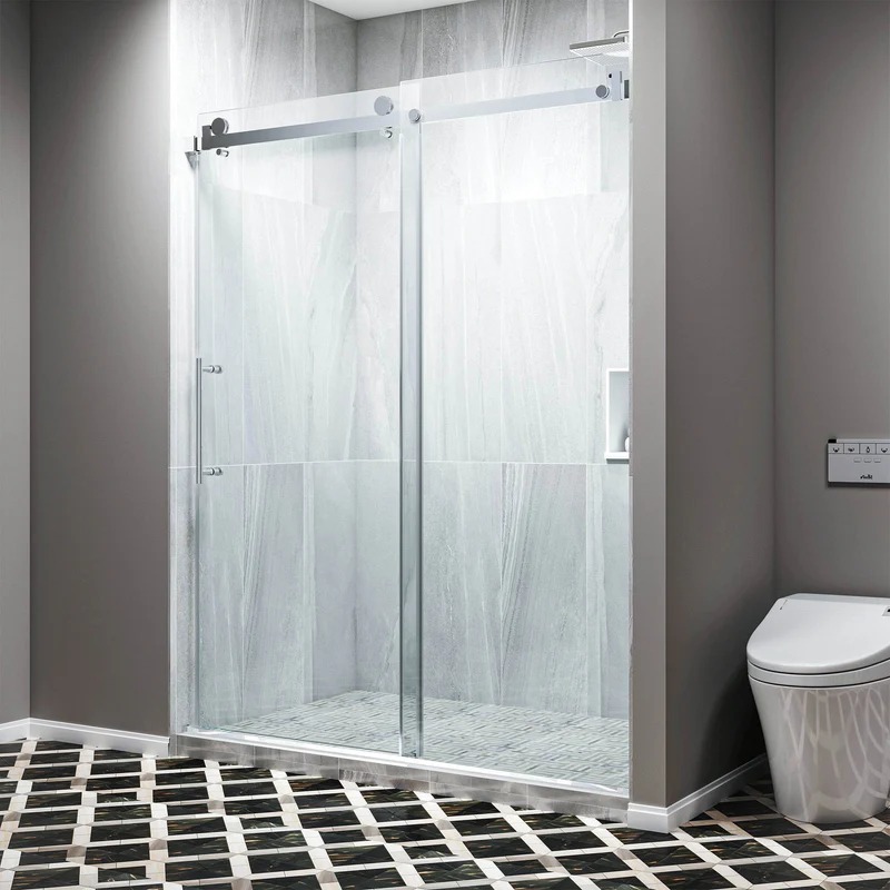60 in. x 79 in. Bypass Semi-Frameless Corner Shower Door with Clear Glass - Image 3
