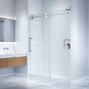 Dreamwerks 60 in. x 79 in. Frameless Stainless Steel Sliding Shower Door in Chrome with Clear Glass - Image 2