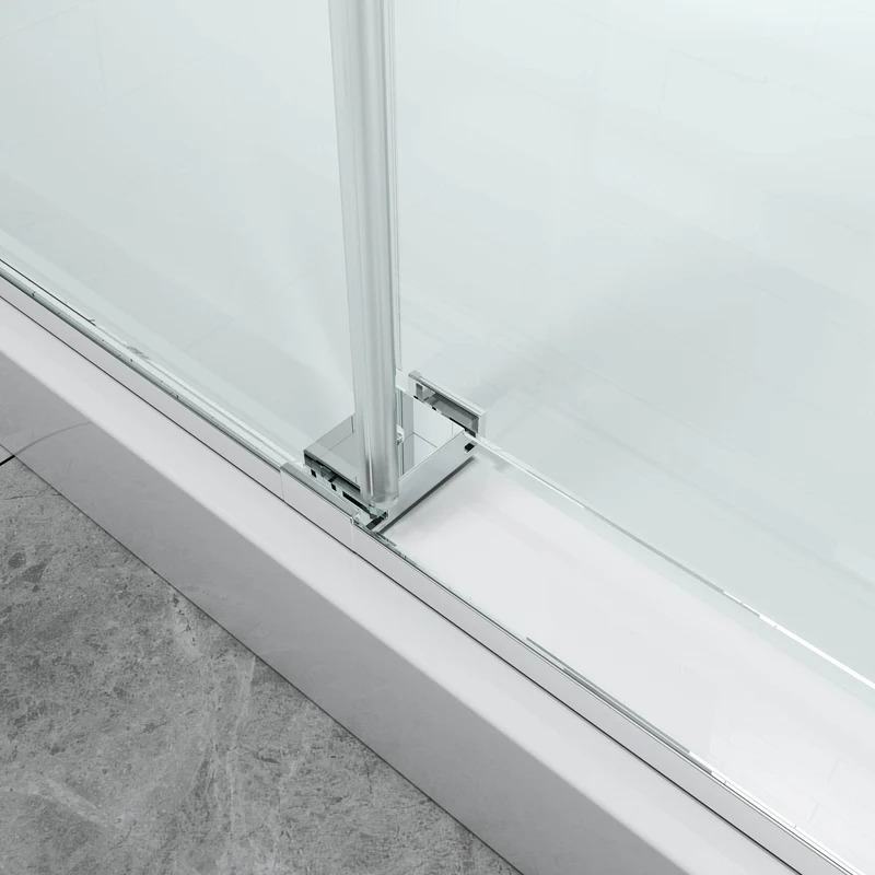 60 in. x 79 in. Bypass Semi-Frameless Corner Shower Door with Clear Glass - Image 4