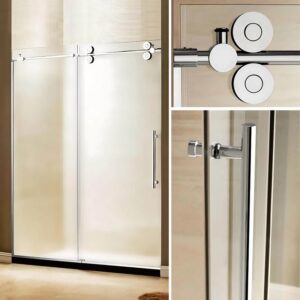Dreamwerks 60 in. x 79 in. Frameless Stainless Steel Sliding Shower Door in Chrome with Clear Glass - Image 5