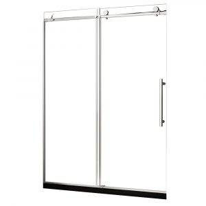 Dreamwerks 60 in. W x 79 in. H Sliding Frameless Shower Door in Stainless Steel with Clear Glass-0
