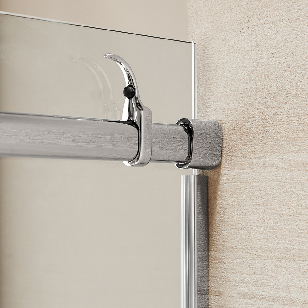 Dreamwerks 60 in. W x 79 in. H Sliding Frameless Shower Door in Stainless Steel with Clear Glass-606