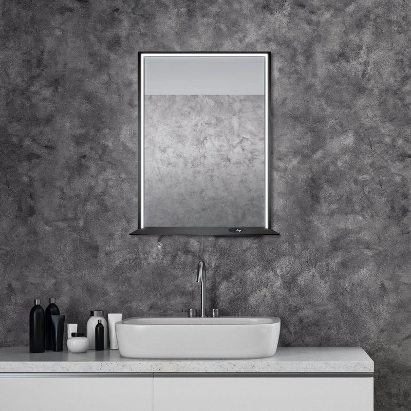 Dreamwerks 24" W x 32" H Brushed Nickel Framed LED Mirror with Bluetooth Speaker and Integrated Cell Phone Charger - Image 39