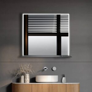 Dreamwerks 36" W x 32" H Matte Black Framed LED Mirror with Bluetooth Speaker and Integrated Cell Phone Charger - Image 8