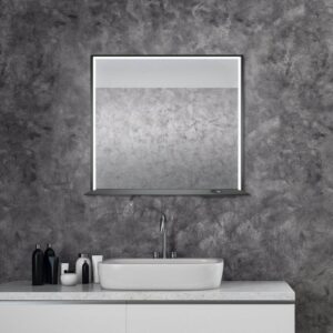 Dreamwerks 36" W x 32" H Matte Black Framed LED Mirror with Bluetooth Speaker and Integrated Cell Phone Charger - Image 10