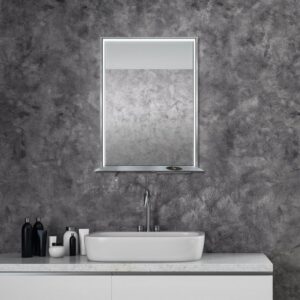 Dreamwerks 24" W x 32" H Brushed Nickel Framed LED Mirror with Bluetooth Speaker and Integrated Cell Phone Charger - Image 8