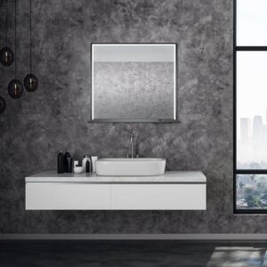Dreamwerks 36" W x 32" H Matte Black Framed LED Mirror with Bluetooth Speaker and Integrated Cell Phone Charger - Image 9