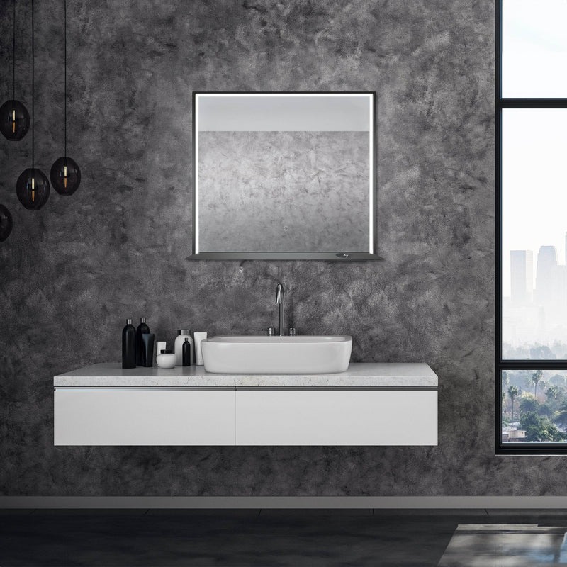 Dreamwerks 36" W x 32" H Matte Black Framed LED Mirror with Bluetooth Speaker and Integrated Cell Phone Charger - Image 9