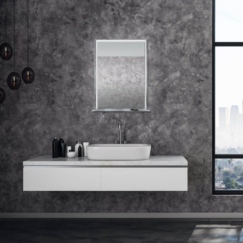 Dreamwerks 24" W x 32" H Brushed Nickel Framed LED Mirror with Bluetooth Speaker and Integrated Cell Phone Charger - Image 7