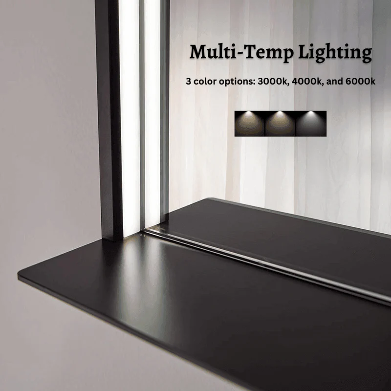 Dreamwerks 36" W x 32" H Matte Black Framed LED Mirror with Bluetooth Speaker and Integrated Cell Phone Charger - Image 15