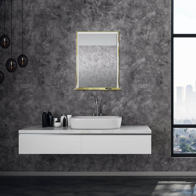Dreamwerks 24" W x 32" H Brushed Nickel Framed LED Mirror with Bluetooth Speaker and Integrated Cell Phone Charger - Image 26