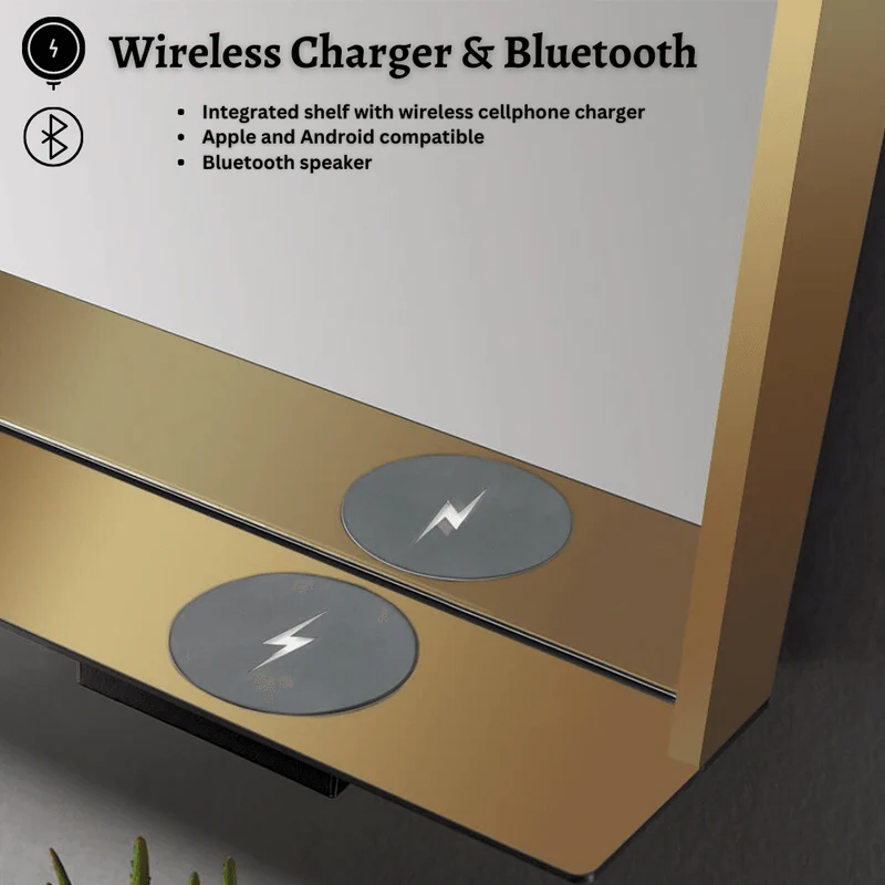 Dreamwerks 24" W x 32" H Brushed Nickel Framed LED Mirror with Bluetooth Speaker and Integrated Cell Phone Charger - Image 32