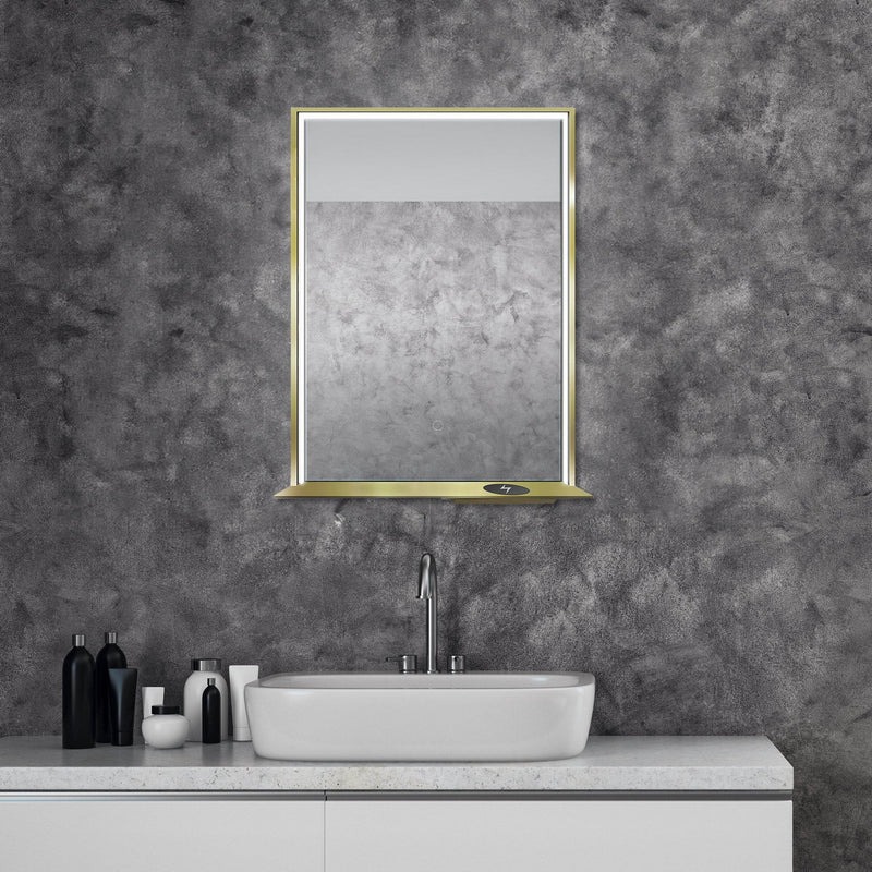 Dreamwerks 24" W x 32" H Brushed Nickel Framed LED Mirror with Bluetooth Speaker and Integrated Cell Phone Charger - Image 27