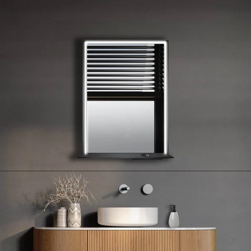 Dreamwerks 24" W x 32" H Brushed Nickel Framed LED Mirror with Bluetooth Speaker and Integrated Cell Phone Charger - Image 37