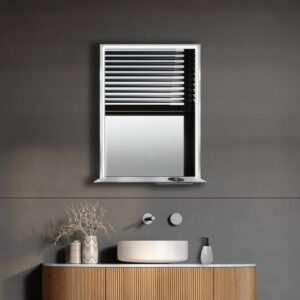 Dreamwerks 24" W x 32" H Brushed Nickel Framed LED Mirror with Bluetooth Speaker and Integrated Cell Phone Charger - Image 22