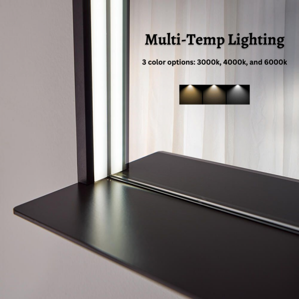 Dreamwerks 36" W x 32" H Matte Black Framed LED Mirror with Integrated Cell Phone Charger-630