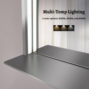 Dreamwerks 24" W x 32" H Brushed Nickel Framed LED Mirror with Integrated Cell Phone Charger-634
