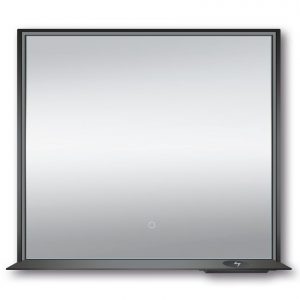 Dreamwerks 36" W x 32" H Matte Black Framed LED Mirror with Integrated Cell Phone Charger-595
