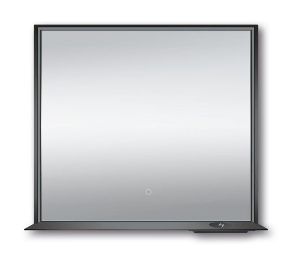 Dreamwerks 36" W x 32" H Matte Black Framed LED Mirror with Integrated Cell Phone Charger-595