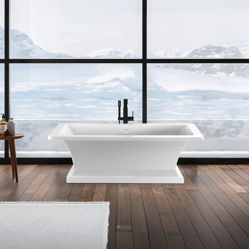 Dreamwerks 66.5" L Acrylic Pedestal Bathtub in White - Image 8