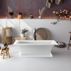 Dreamwerks 66.5" L Acrylic Pedestal Bathtub in White - Image 9