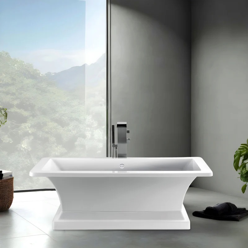 Dreamwerks 66.5" L Acrylic Pedestal Bathtub in White - Image 3