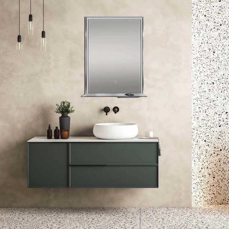 Dreamwerks 24" W x 32" H Brushed Nickel Framed LED Mirror with Bluetooth Speaker and Integrated Cell Phone Charger - Image 9