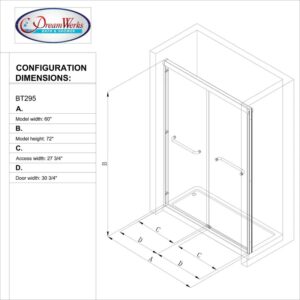 Dreamwerks 48 In. W x 72 In. H Bright Chrome Shower Door - Image 7