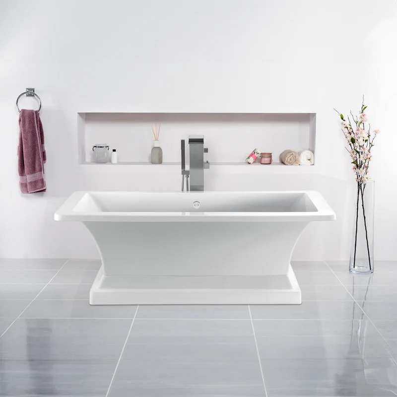 Dreamwerks 66.5" L Acrylic Pedestal Bathtub in White - Image 7