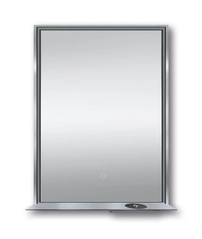 Dreamwerks 24" W x 32" H Brushed Nickel Framed LED Mirror with Bluetooth Speaker and Integrated Cell Phone Charger - Image 5
