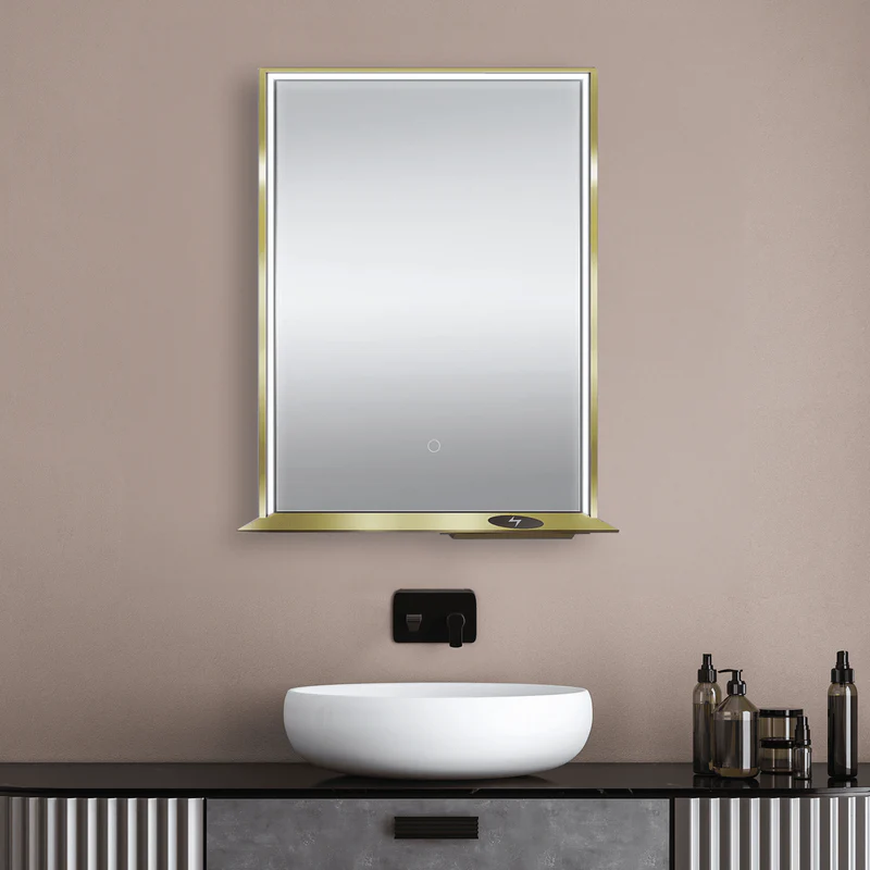 Dreamwerks 24" W x 32" H Brushed Nickel Framed LED Mirror with Bluetooth Speaker and Integrated Cell Phone Charger - Image 28