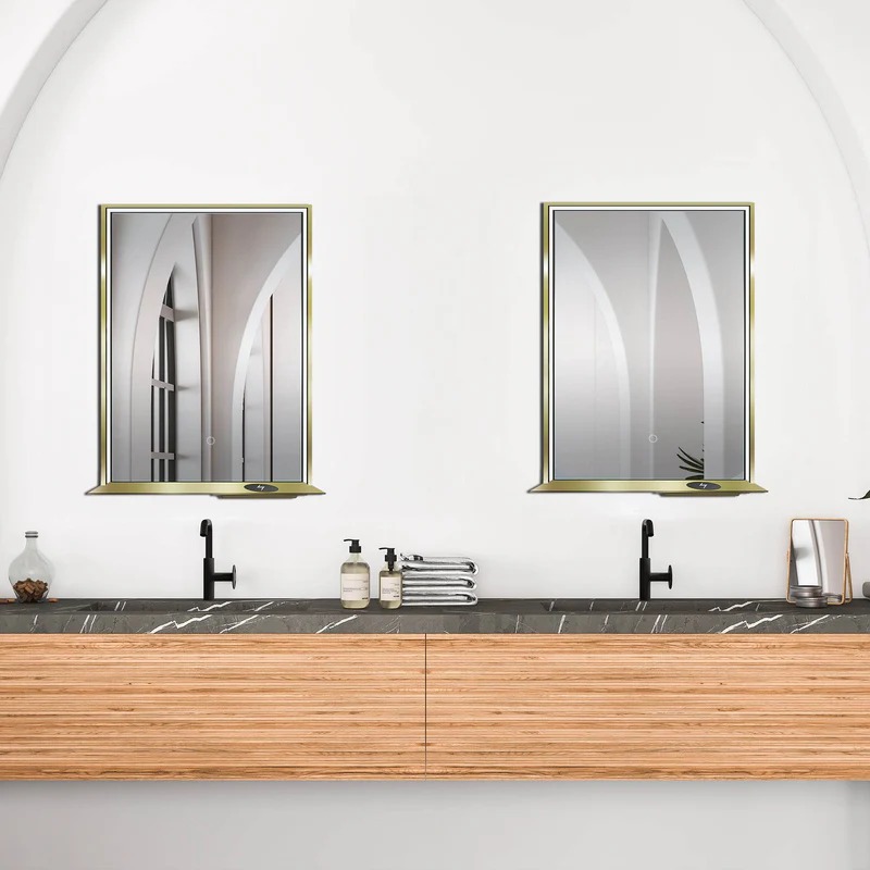 Dreamwerks 24" W x 32" H Brushed Nickel Framed LED Mirror with Bluetooth Speaker and Integrated Cell Phone Charger - Image 34