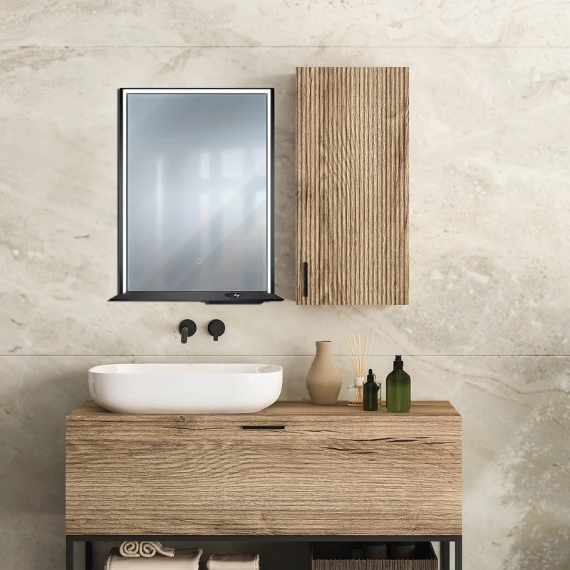 Dreamwerks 24" W x 32" H Brushed Nickel Framed LED Mirror with Bluetooth Speaker and Integrated Cell Phone Charger - Image 43