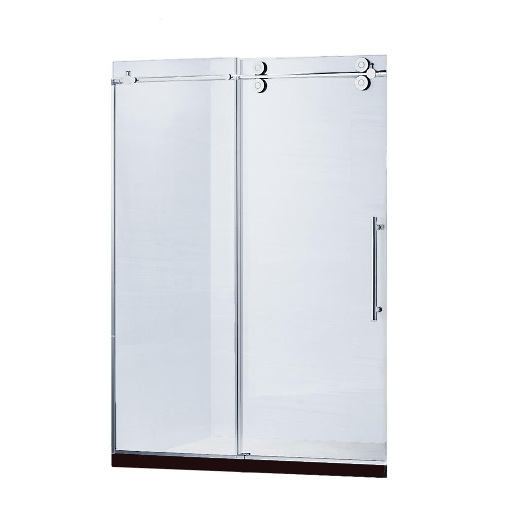 Dreamwerks 60 in. W x 79 in. H Frameless Sliding Shower Door in Bright Chrome with Frosted Glass-0