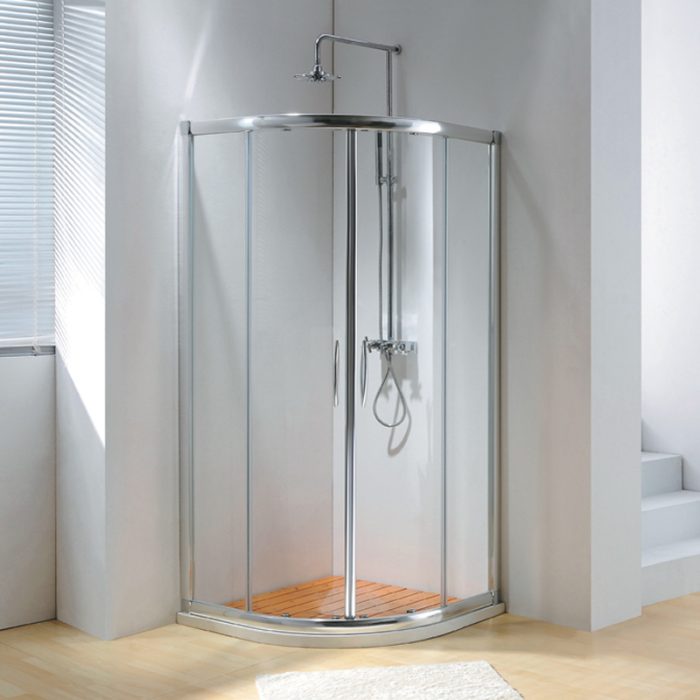 Dreamwerks 36 in. W x 79 in. H Framed Sliding Shower Enclosure Clear Glass in Chrome with Handles-0